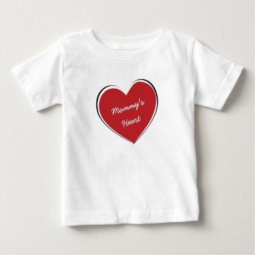 Cute Red Mommys Heart Personalized Text Baby T_Shirt