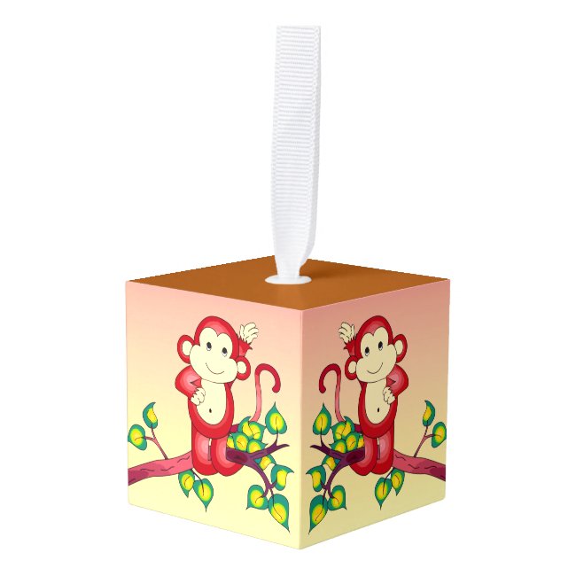 Cute Red Monkey Animal Cube Ornament