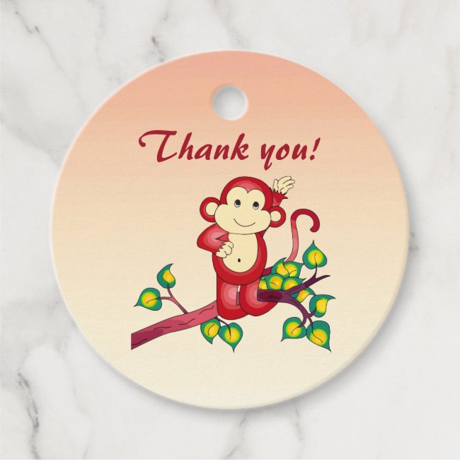 Cute Red Monkey Animal Favor Tags