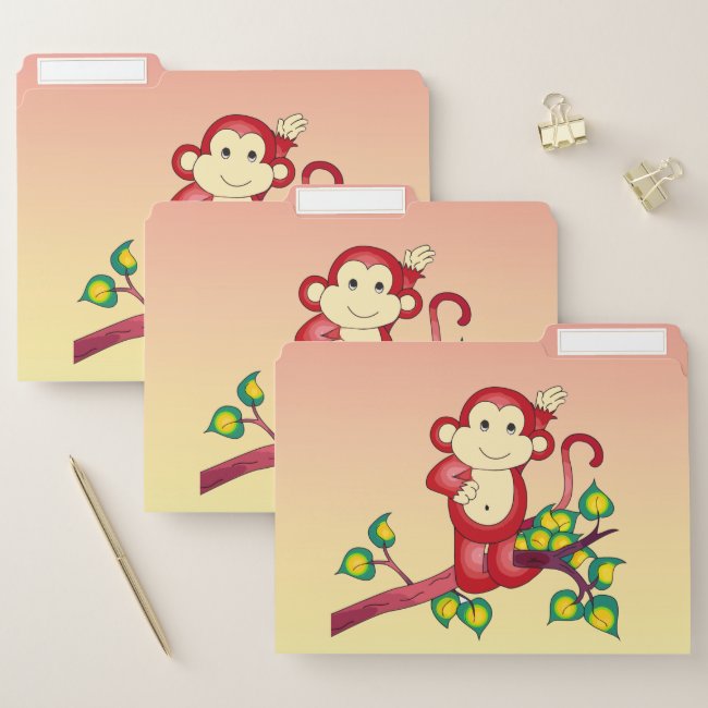 Cute Red Monkey Animal File Folder Set