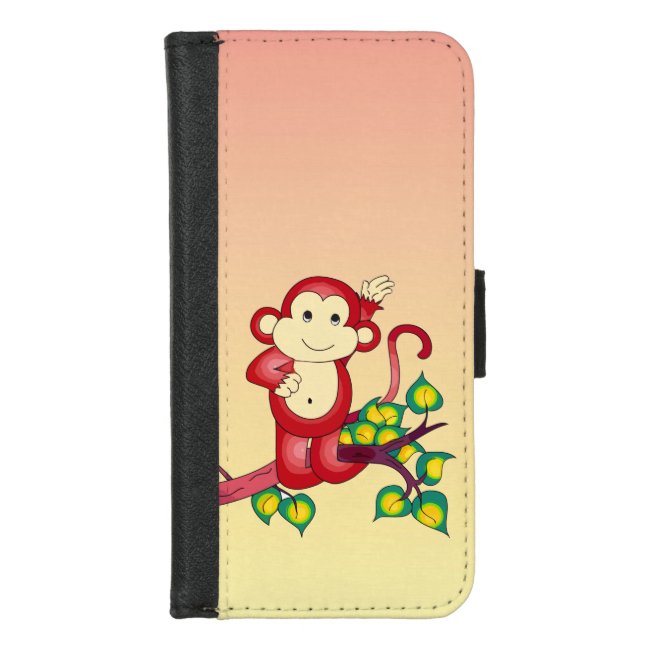 Cute Red Monkey Animal iPhone 8/7 Wallet Case