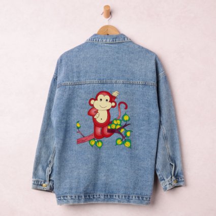 Cute Red Monkey Denim Jacket