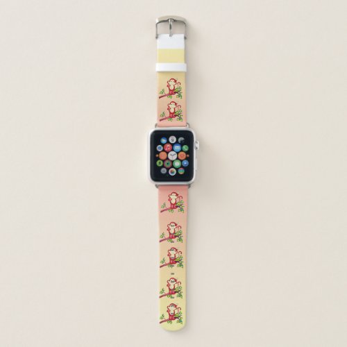 Cute Red Monkey on Yellow and Orange Apple Watch Band