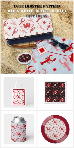 Cute Red Monogram + Lobster Nautical Gift Ideas