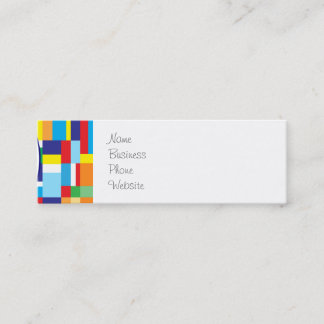 Cute Red Monster on Colorful Patchwork Blocks Mini Business Card
