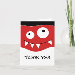 Cute Red MonsterThank You Note Letterpress Thank You Card