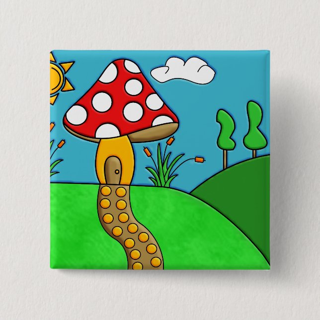 cute red mushroom button (Front)