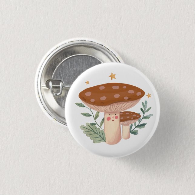 Cute red Mushroom  Button (Front & Back)