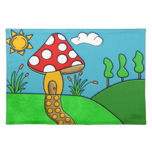 cute red mushroom cloth placemat