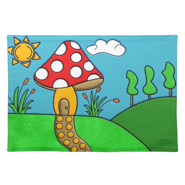 cute red mushroom cloth placemat (Front)