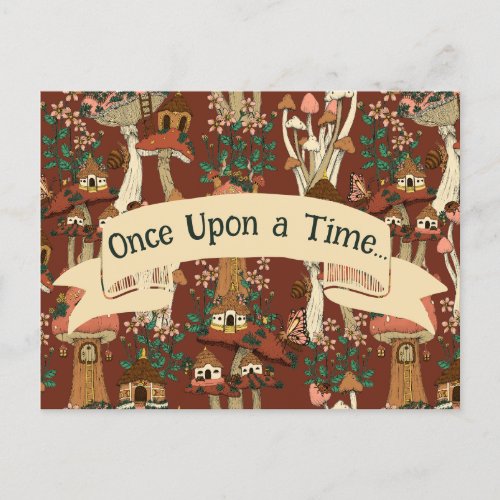 Cute Red Mushroom Fairytale Moving Announcement Postcard