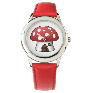 cute red mushroom fun kids design watch