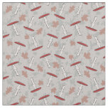 Cute Red Mushroom Fungi Pattern Fabric