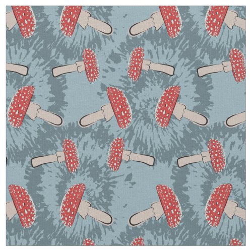 Cute Red Mushroom Fungi Pattern Fabric