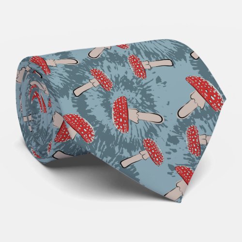 Cute Red Mushroom Fungi Pattern Neck Tie