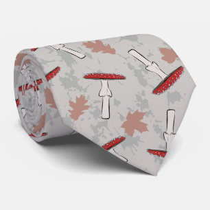 Cute Red Mushroom Fungi Pattern Neck Tie