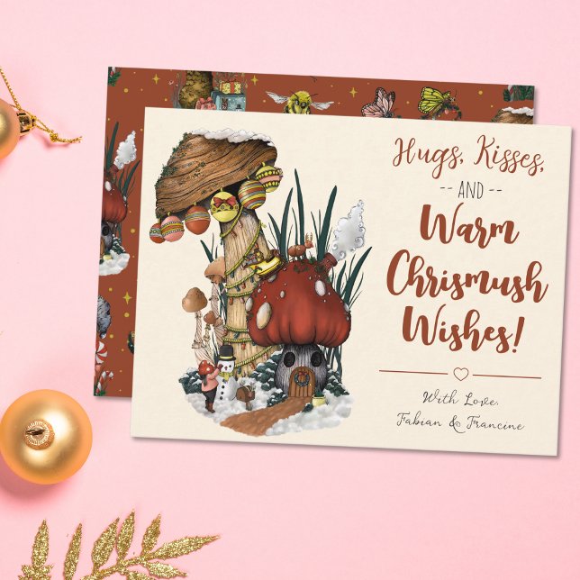 Cute Red Mushroom House Merry Christmas Card (Creator Uploaded)