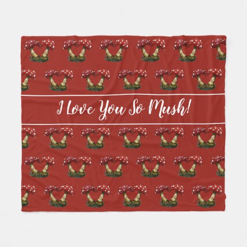 Cute Red Mushroom I Love You Valentines Day Gift  Fleece Blanket