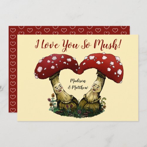 Cute Red Mushroom Pun I Love You Valentines Day Holiday Card