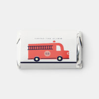 Cute Red Navy Fire Truck Engine Any Age Birthday