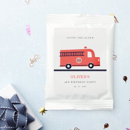 Cute Red Navy Fire Truck Engine Any Age Birthday Hot Chocolate Drink Mix