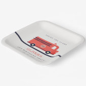 Cute Red Navy Fire Truck Engine Any Age Birthday Paper Plates (Angled)