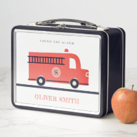 Cute Red Navy Fire Truck Engine Monogram Boys