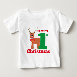 Cute Red Nosed Reindeer Baby's First Christmas Baby T-Shirt