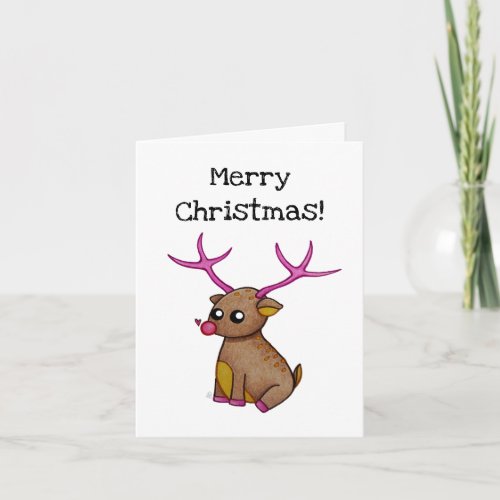 Cute Red Nosed Reindeer _ Merry Christmas Card