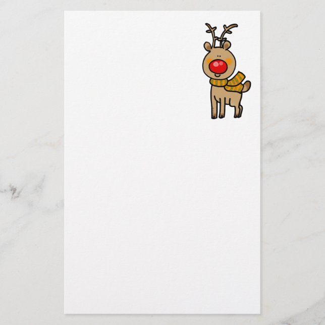 Cute Red-Nosed Reindeer Stationery   (Front)