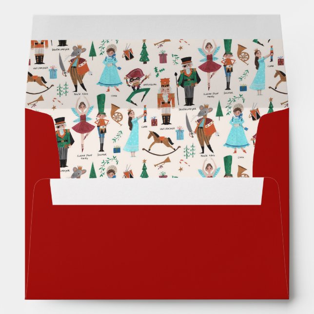 Cute Red Nutcracker Pattern Christmas Holiday  Envelope (Back (Bottom))