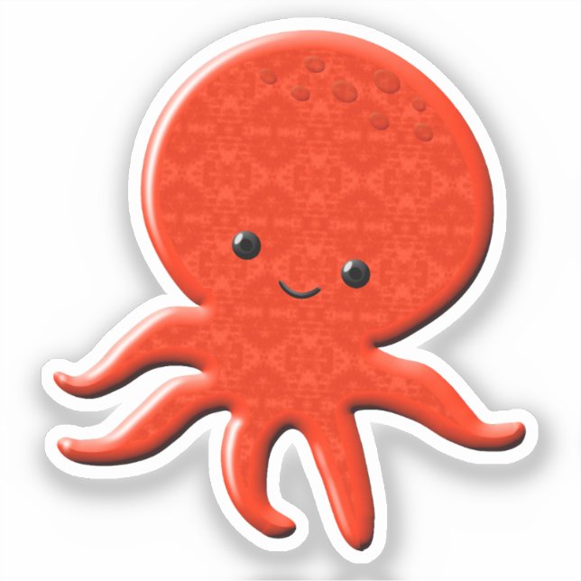 Cute Red Octopus Sticker (Front)