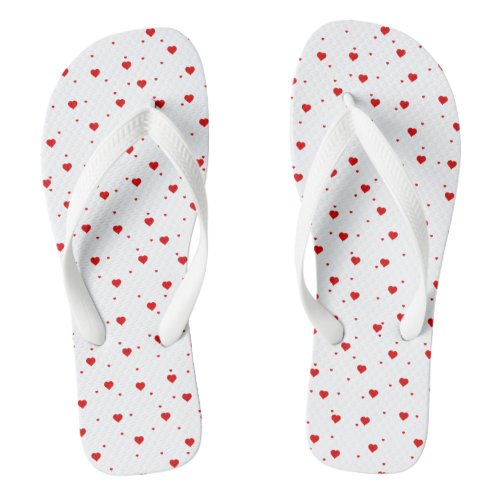 Cute Red On White Valentines Hearts Pattern Flip Flops