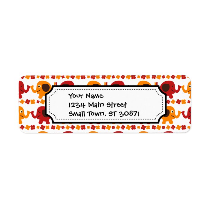 Cute Red Orange Elephant Friends Holding Trunks Return Address Label