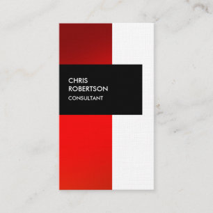 Cute Red Orange Stripe Linen Clean Business Card
