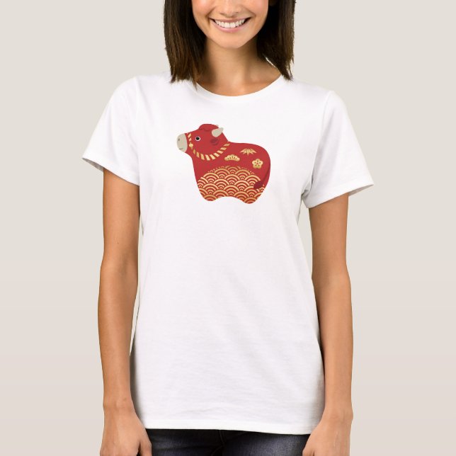 Cute Red ox, Chinese New Year of the Ox T-Shirt (Front)