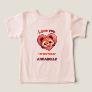 Cute Red Panda - 1st Birthday Girl Toddler T-shirt