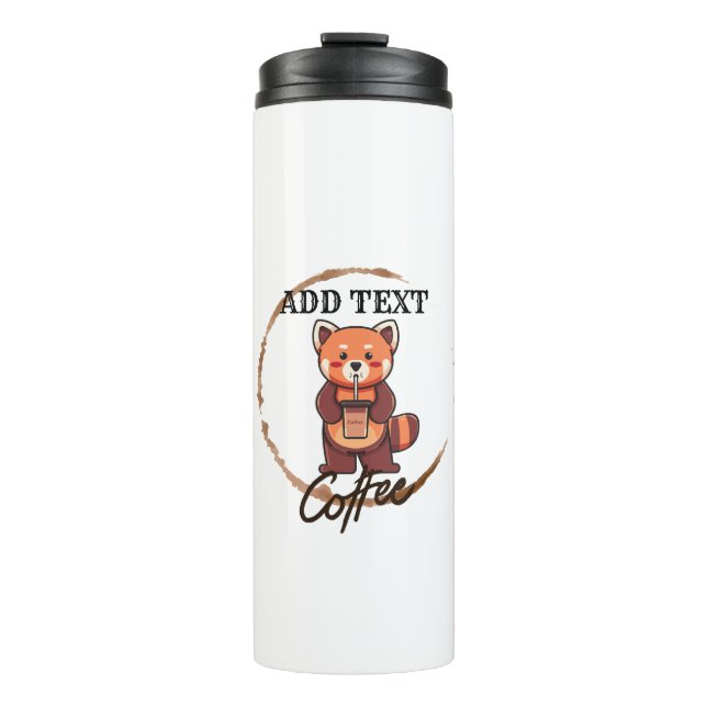 Cute red panda animals coffee Tea custom Shop name Thermal Tumbler (Front)