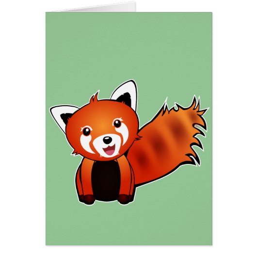 Cute red panda animation illustration cards (Front)