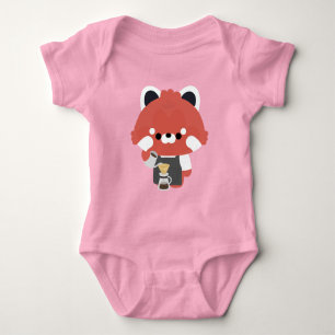 Cute Red Panda Barista Baby Bodysuit