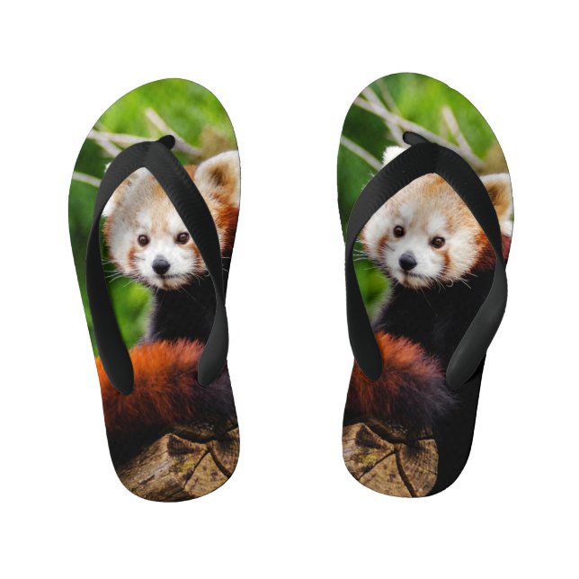 Cute Red Panda Bear Kid's Flip Flops (Footbed)