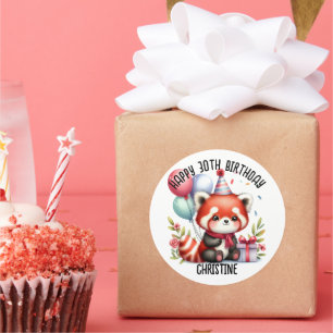 Cute red panda Birthday Party favours Classic Round Sticker