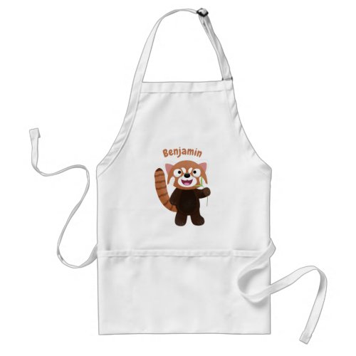 Cute red panda cartoon illustration adult apron