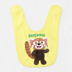 Cute red panda cartoon illustration baby bib