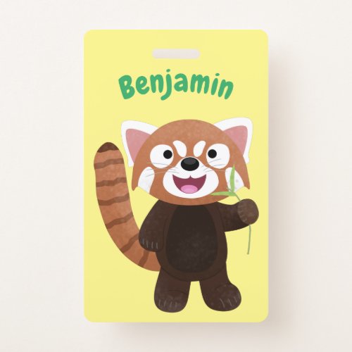 Cute red panda cartoon illustration badge