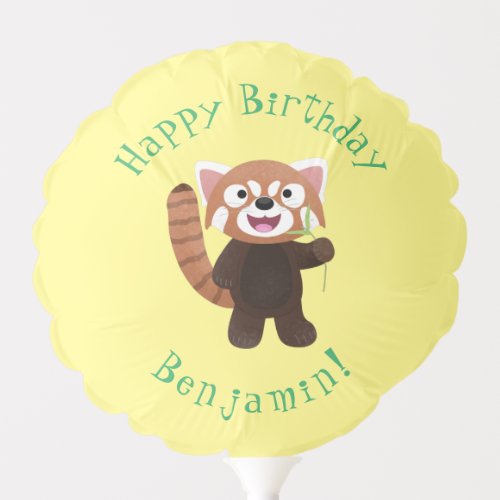 Cute red panda cartoon illustration balloon