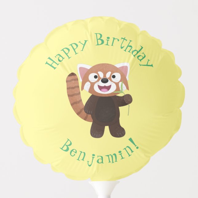 Cute red panda cartoon illustration balloon (Front)