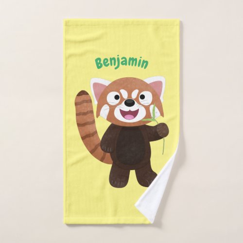 Cute red panda cartoon illustration bath towel set
