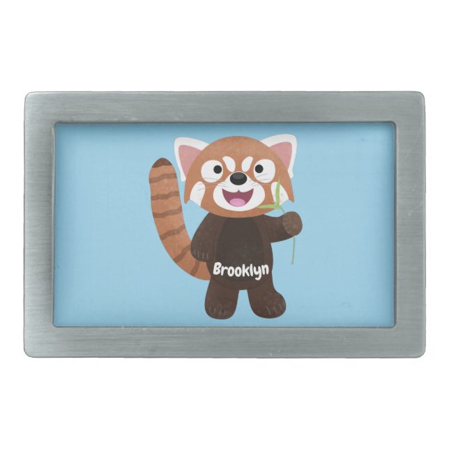 Cute red panda cartoon illustration belt buckle (Front)