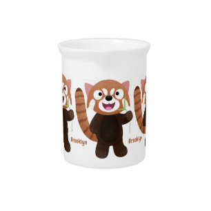 Cute red panda cartoon illustration beverage pitcher